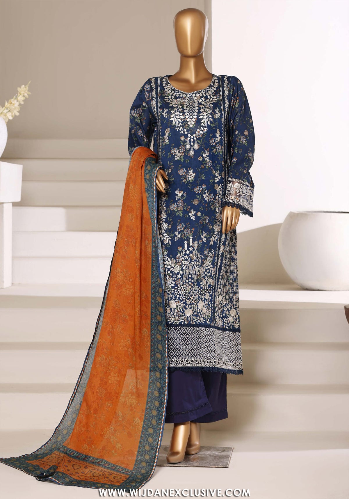 Sadabahar Signature Stitched Embroidered Lawn Collection - 2026 (BLUE)