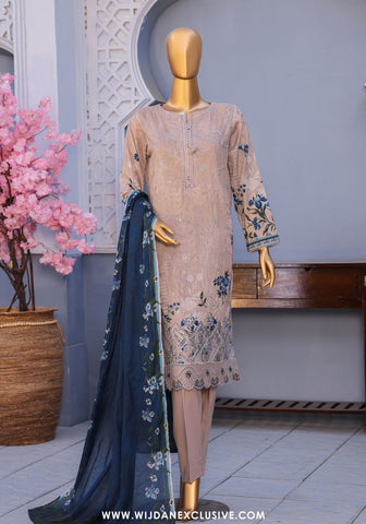 HZ Mehak Unstitched Cross Slub Embroidered Collection - 2025 MCE-3057