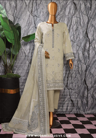 HZ Exclusive Unstitched Mid Summer Embroidered Slub Lawn - 2025 EMC-25