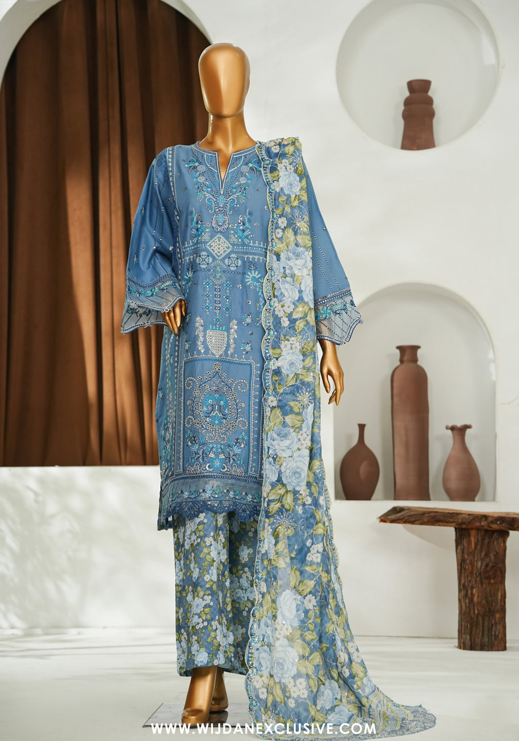 Bin Saeed Stitched Luxury Embroidered 3pc Vol-II Collection - 2026 (D-01)