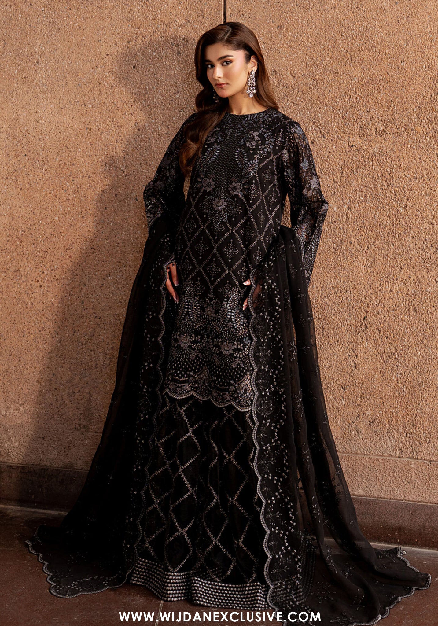 Lazawal by Lamisah | Unstitched Embroidered Formal Chiffon Collection - 2026 (BlLACK WISHPER))