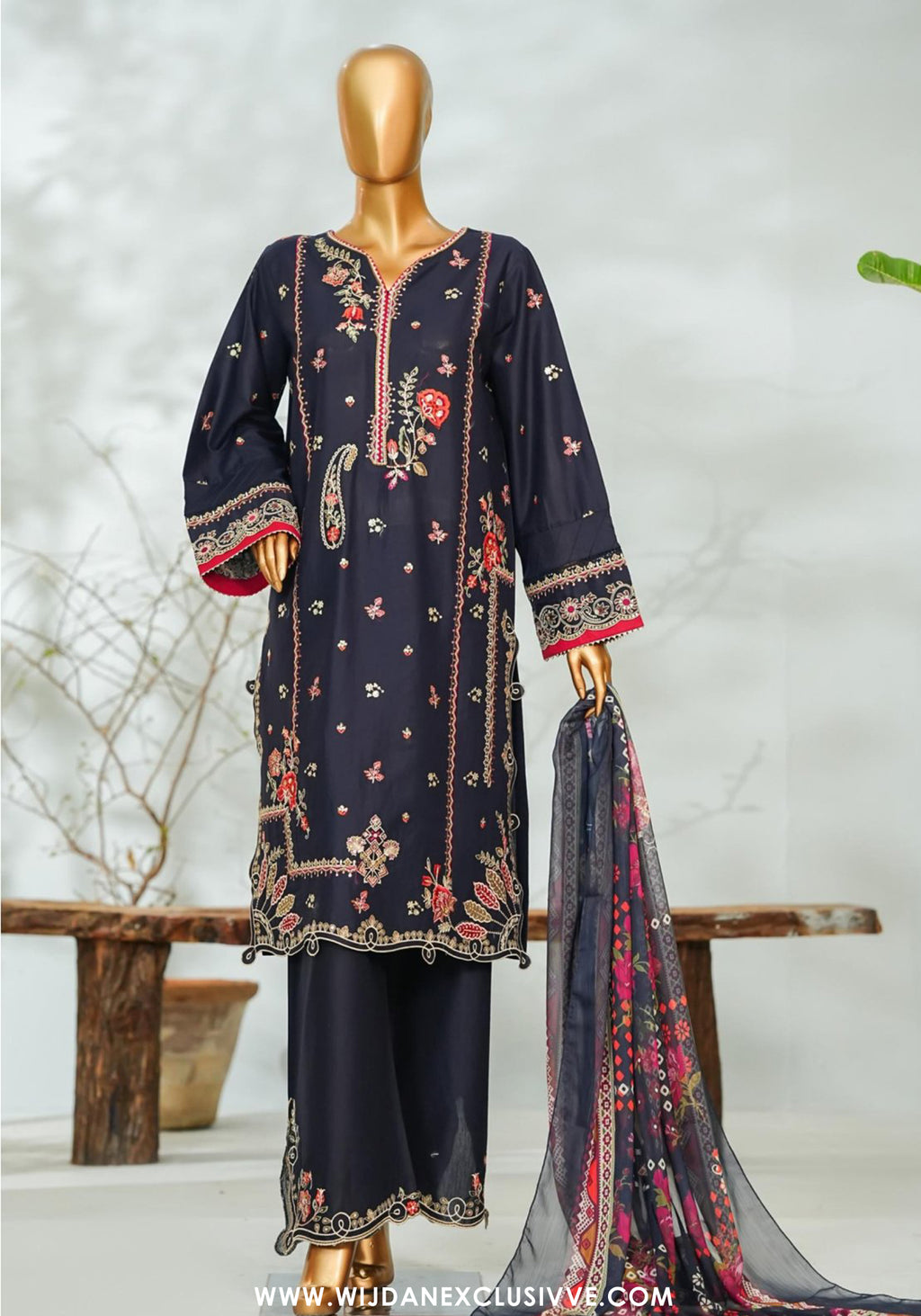 Bin Saeed Stitched Applique Kari Luxury 3pc Collection - 2026 (D-03)