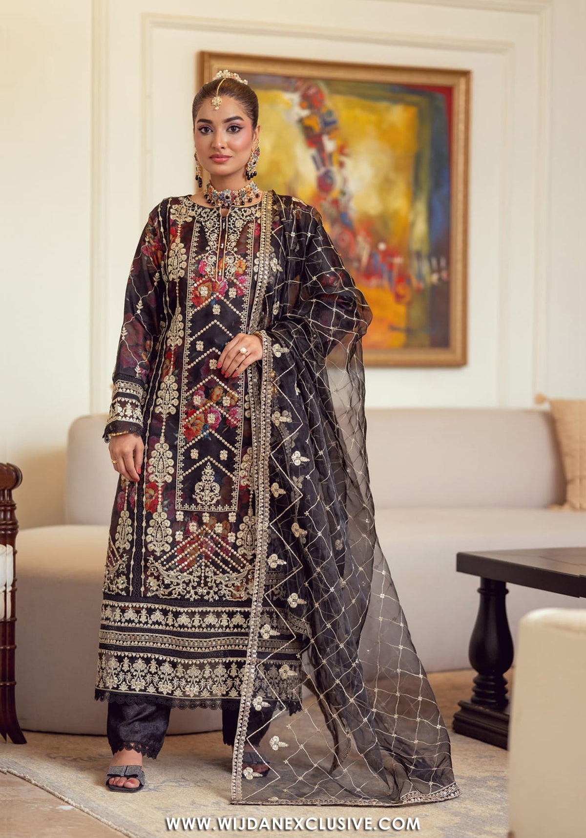 Zoraline by Bint e Noor | Stitched Fancy Embroidered Organza Collection - 2025 (BLACK)