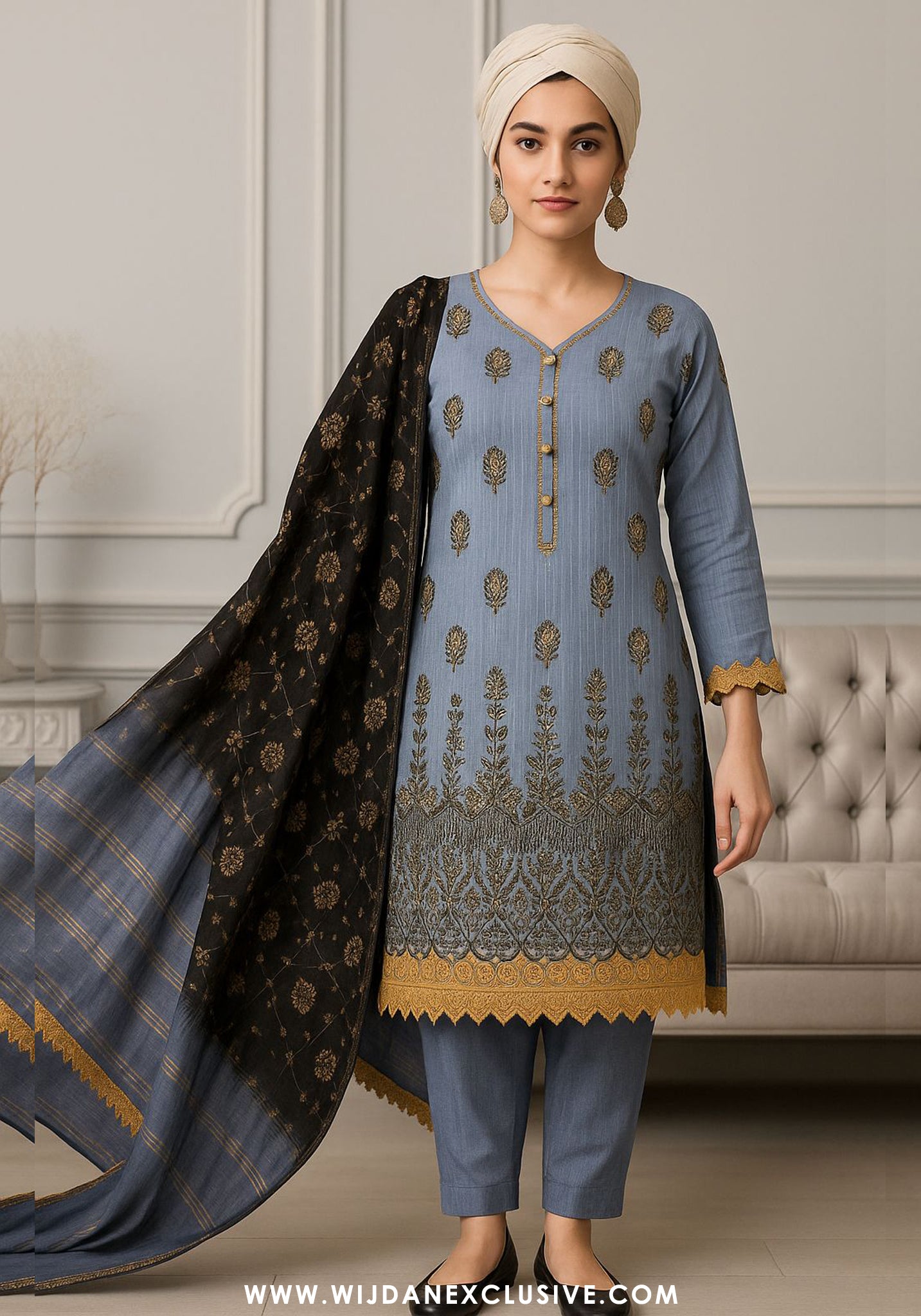 Saman Unstitched Embroidered Lawn Collection D-01