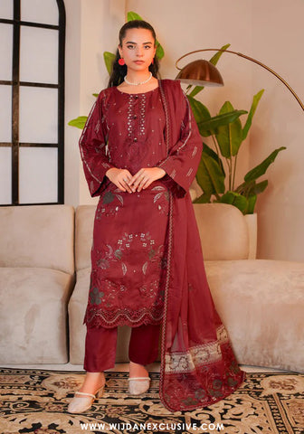 Wijdan Unstitched Premium Viscose Collection - 2025 MV-286 (Red)