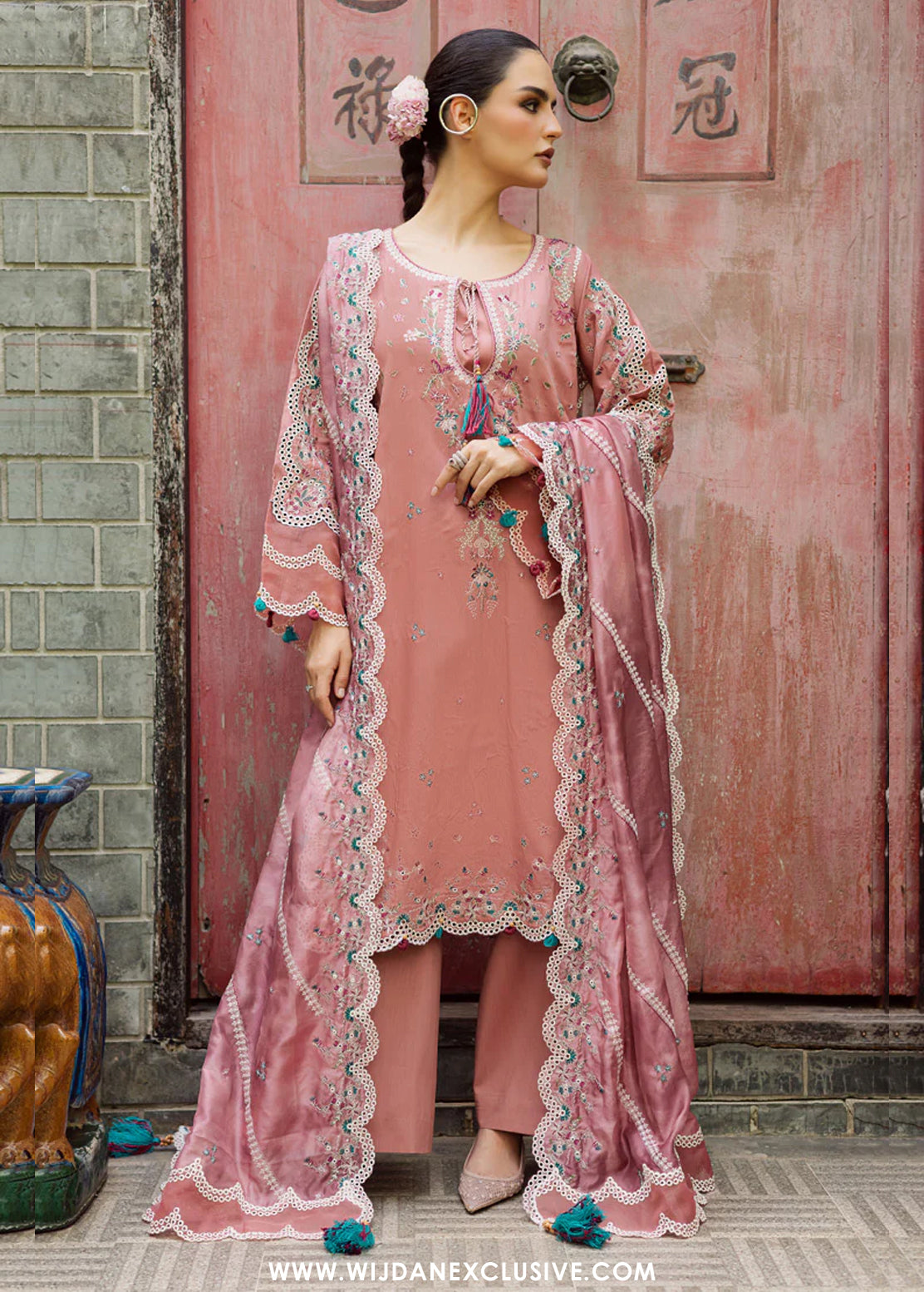 Lovella by Marjjan | Unstitched Embroidered Viscose Collection - 2025 MEV-47 A (PINK)