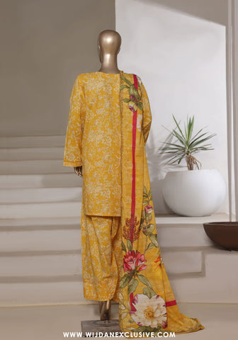 Sadabahar Stitched Printed Cotton Farshi Shalwar Collection - 2025 Vol-02 (Yellow)