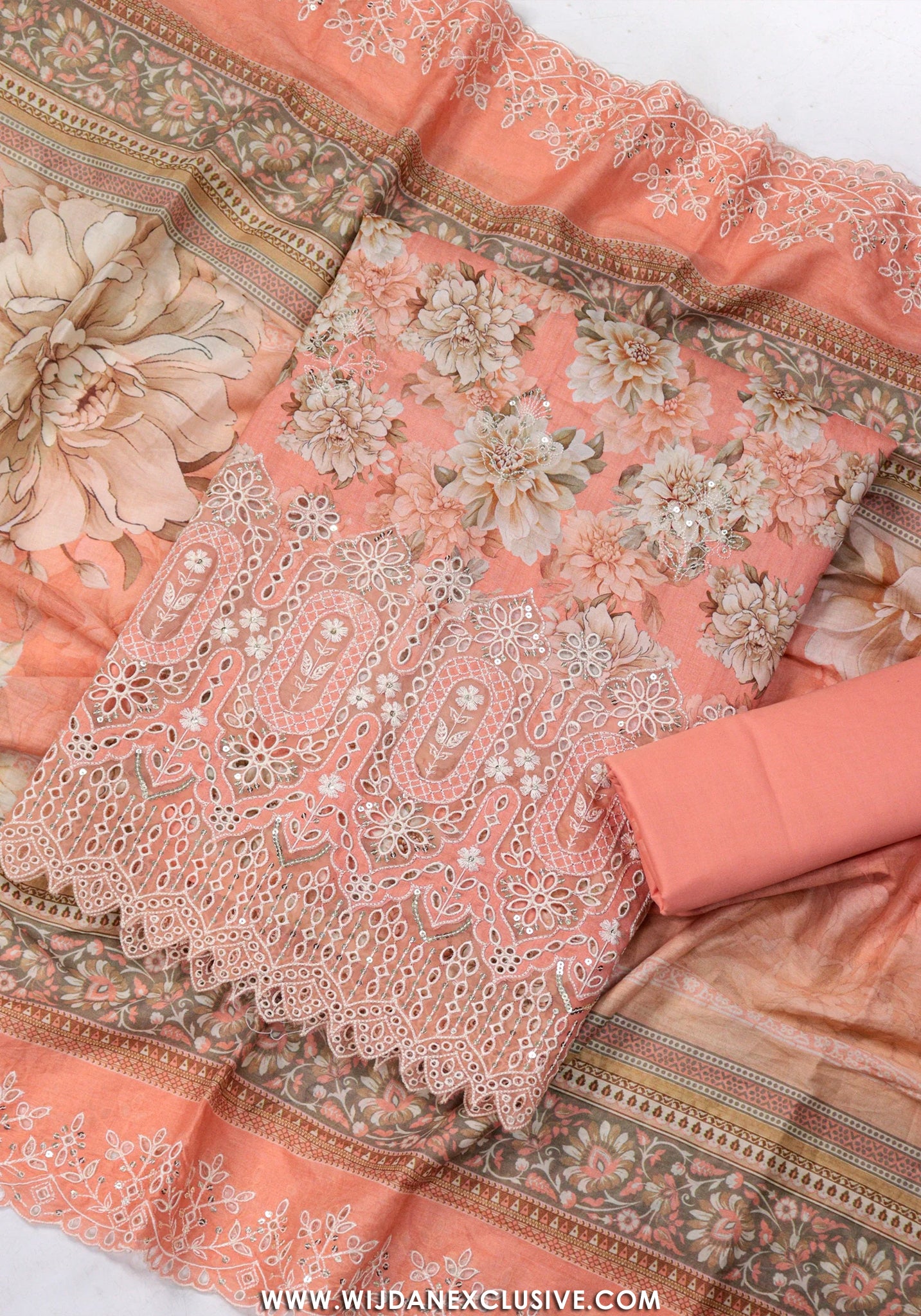 Bin Saeed Unstitched Embroidered Lawn Vol-I Collection - 2026 (PEACH)