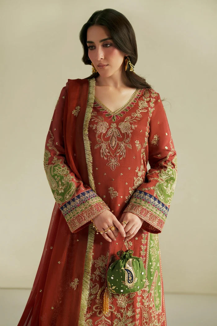 Vera Unstitched Embroidered Raw Silk Formal Edit'26 (ZAR RUST)