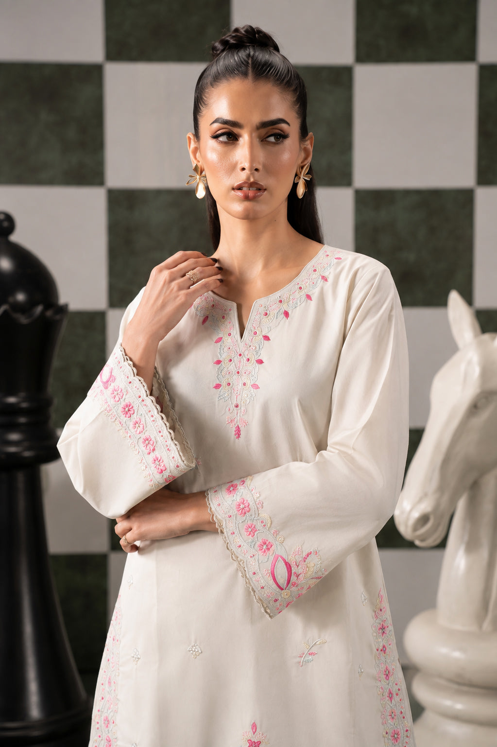Allure by Wijdan | Stitched 2pc Embroidered Lawn Collection - 2026 (D-01)