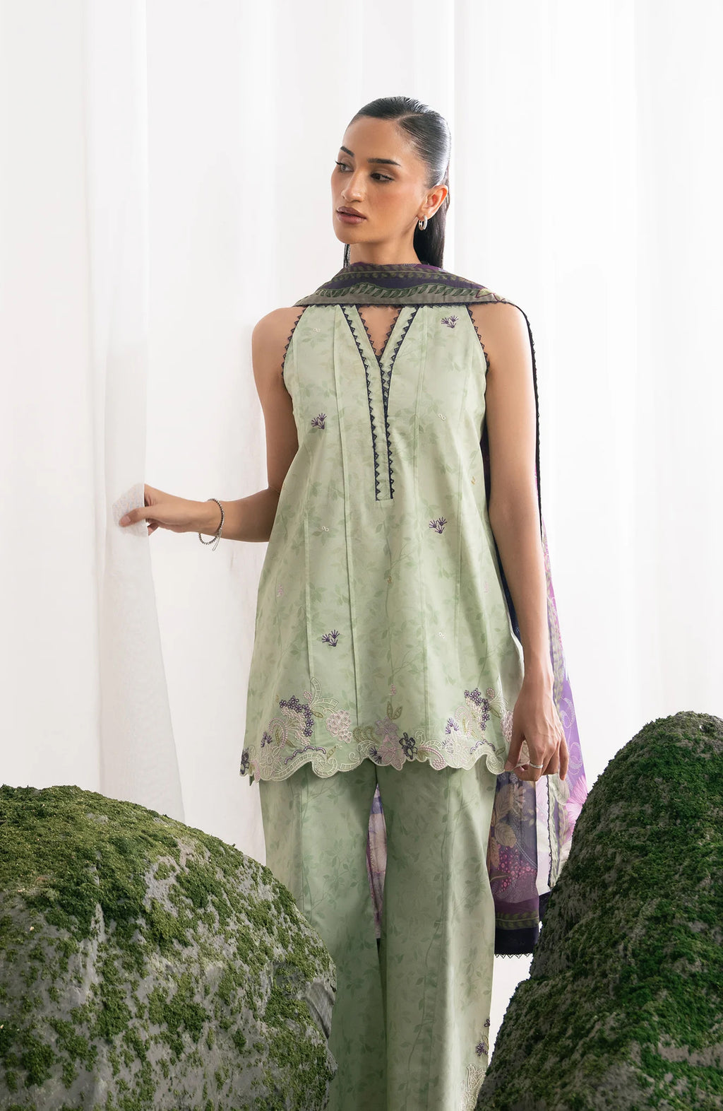 Nysa by Seran | Unstitched Printed & Embroidered Cambric Collection'26 (CELADON)