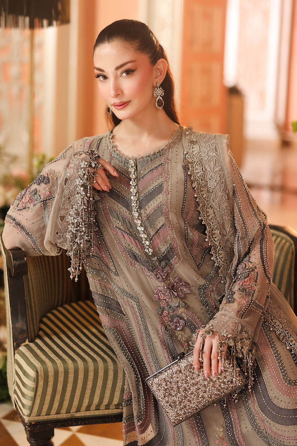 Royale Tea Affair by Maria.B | Unstitched Chiffon Formal Collection - 2026 (D-01)