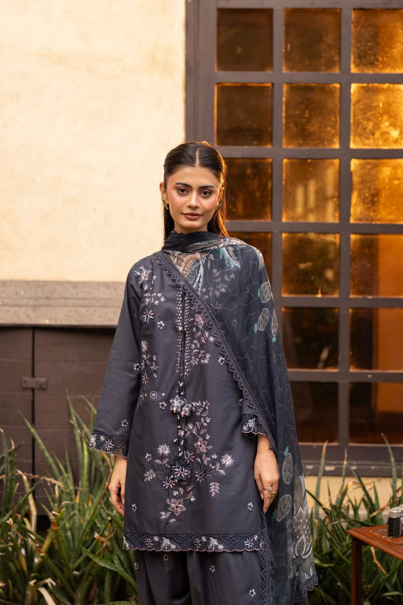 Layna by Guzel | Stitched Embroidered 3pc Vol-II Cotton Collection'26 (D-01)