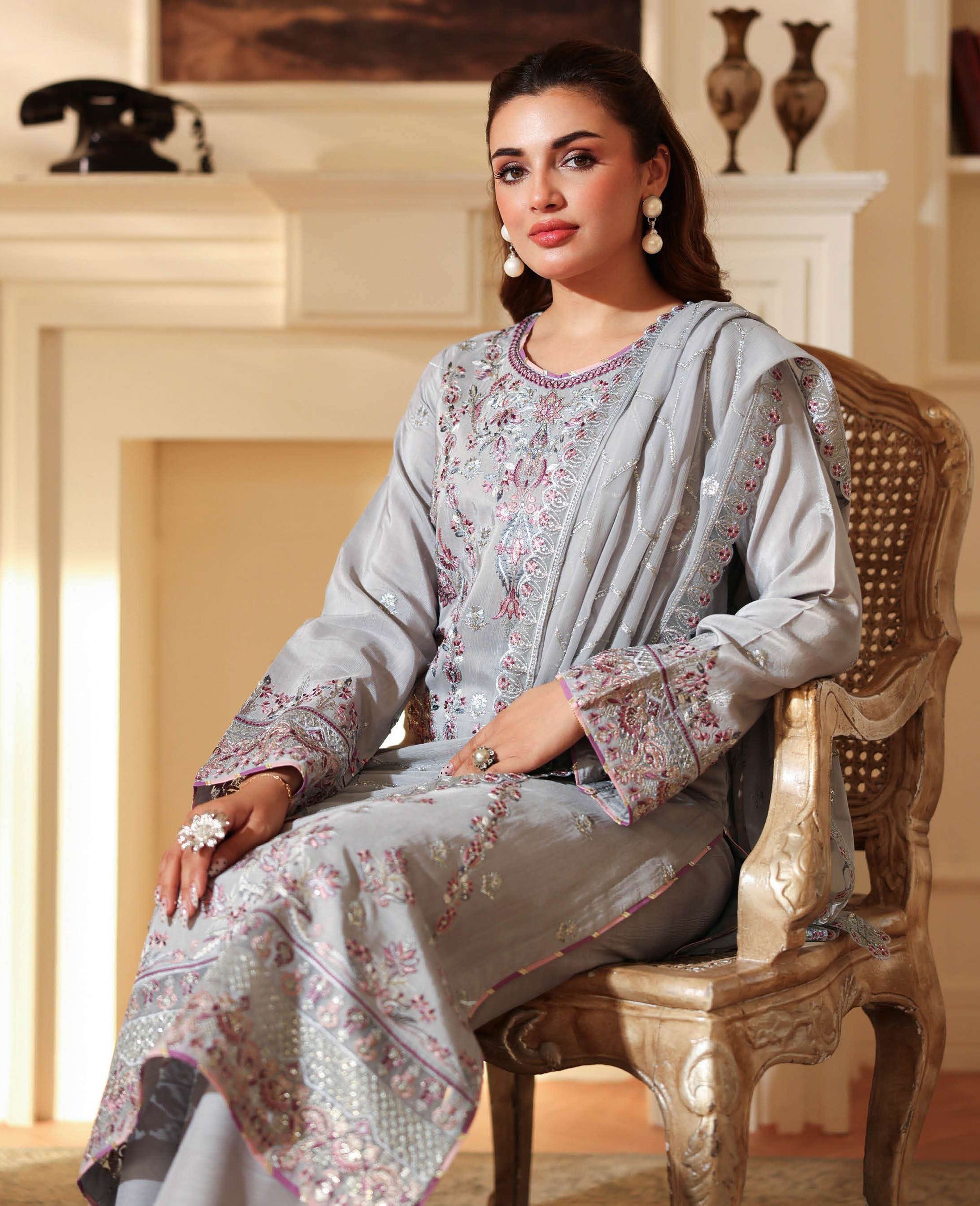 Aangan by Ramsha | Unstitched Rawsilk Vol-II Formal Collection - 2025 AA-209