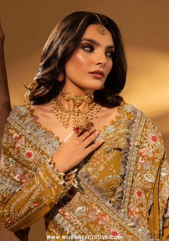 Aylin Unstitched Silk Hand Work Collection (MUSTARD CHARM)