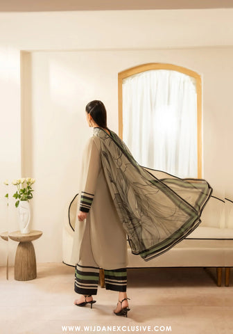 Casual Lite Gul e Jana Stitched Premium Printed Silk Viscose Drop-II (OLIVE DUSK)