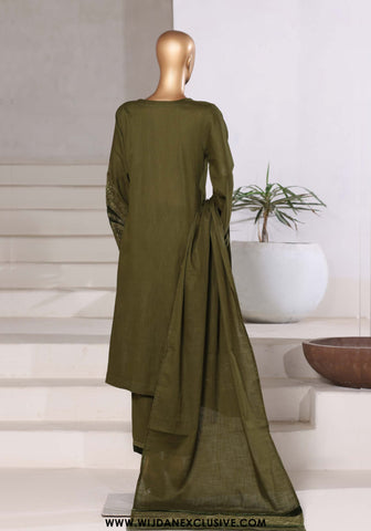 Sadabahar Stitched Cross Texture with Velvet Winter Collection - 2025 (OLIVE)