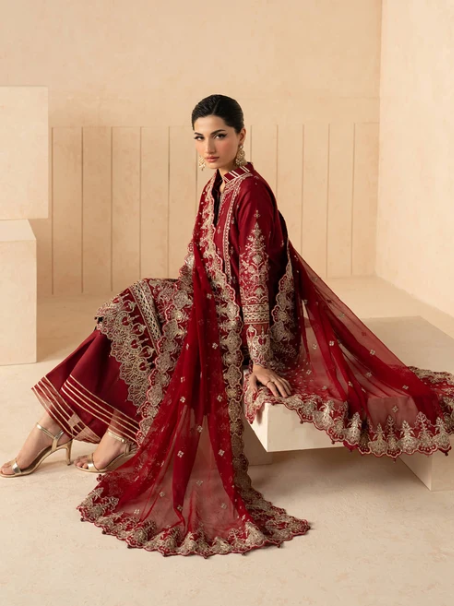Syleena by Gulaal | Unstitched Embroidered Raw Silk Formal Collection'26 (ROSSELLA)