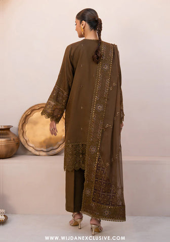 Amani by Marjjan | Unstitched Embroidered Viscose Winter Collection - 2025 MSV-05-A (COFFEE)