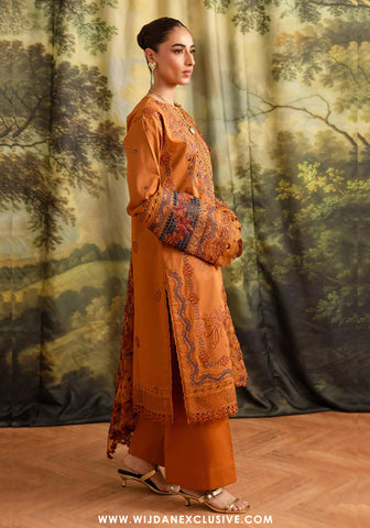 Marjjan Guzel Unstitched Embroidered Lawn Collection - 2025 SMC-208 (Rust)