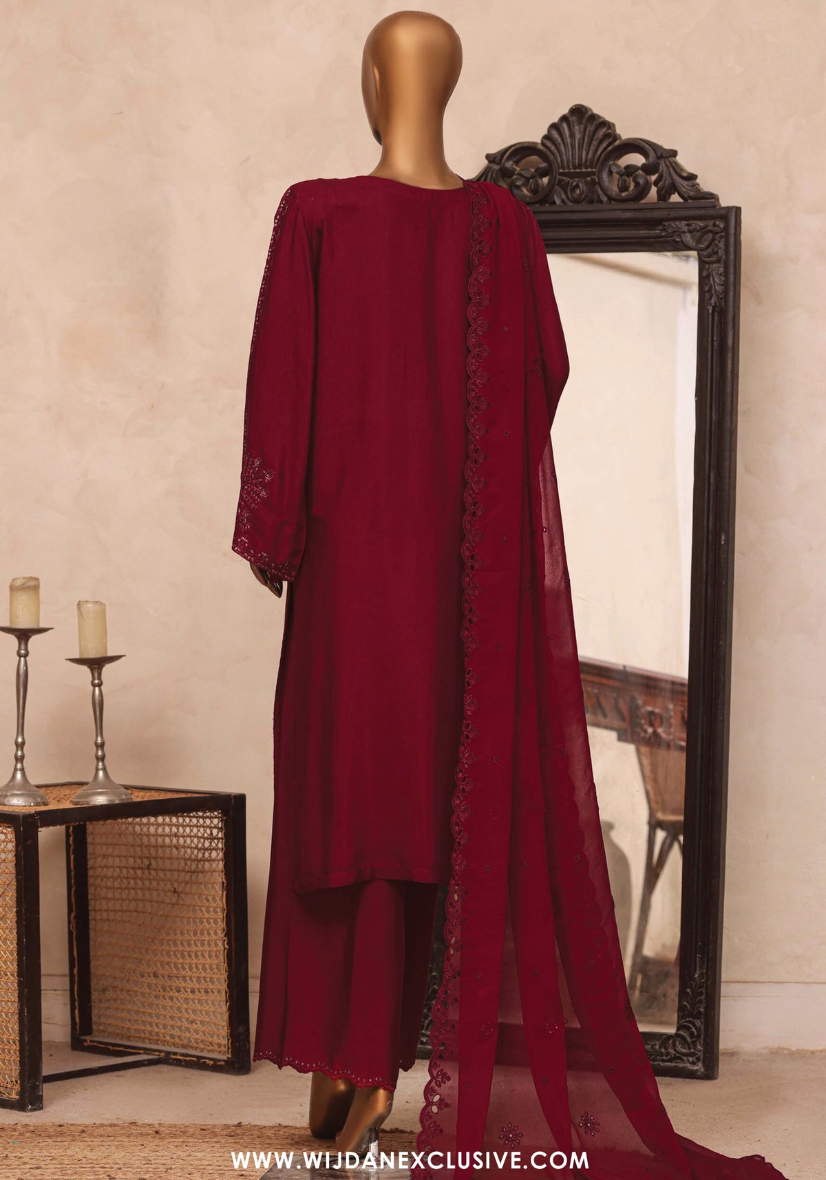 HZ Majestic Stitched 3pc Embroidered Silk Collection - 2026 (D-02)
