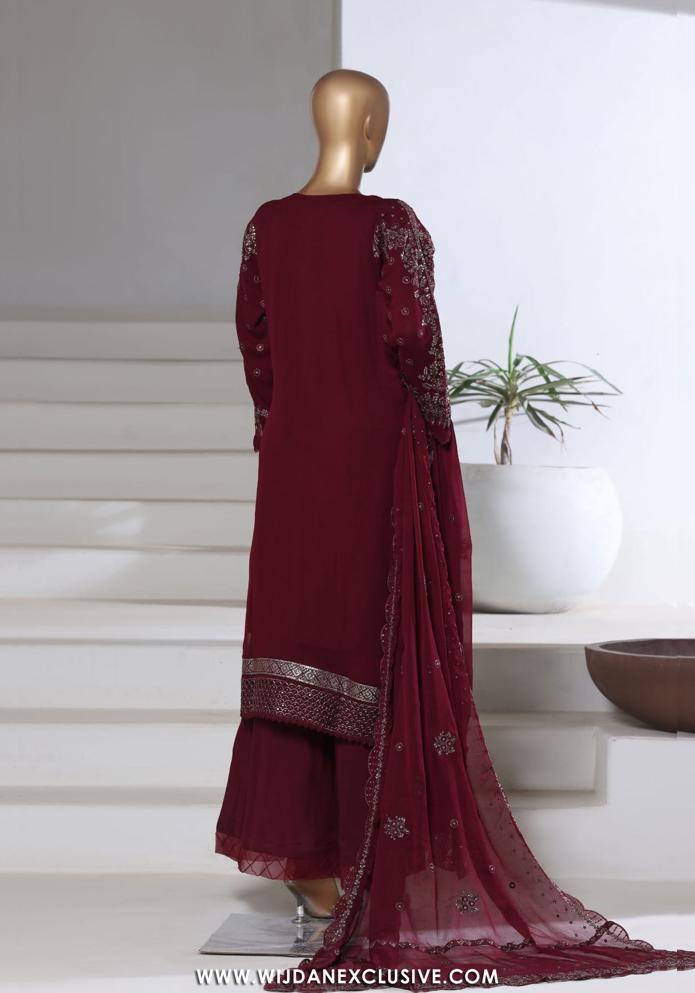Afsanay by Sadabahar | Stitched Luxury Chiffon Vol-15 Collection - 2025 (MAROON)
