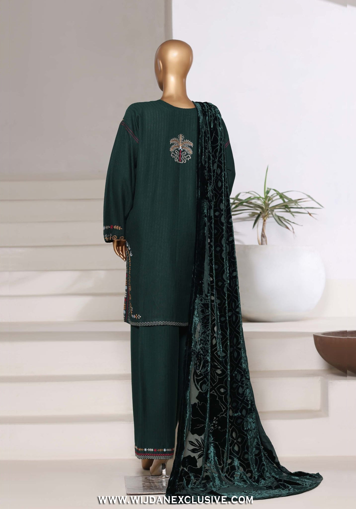 Sadabahar Stitched Luxury Dhanak with Palachi Shawl Collection - 2025 (GREEN)