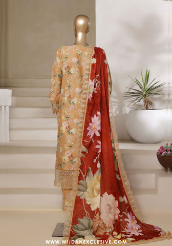 Sadabahar Signature Stitched Festive Embroidered Lawn - 2025 Vol-02 Fawn