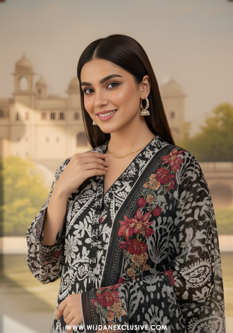 Bin Saeed Unstitched Embroidered Cambric Collection - 2025 D-07