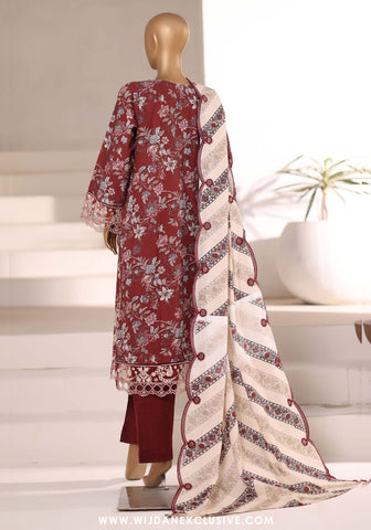 Sadabahar Signature Stitched Embroidered Khaddar Collection - 2025 (MAROON)