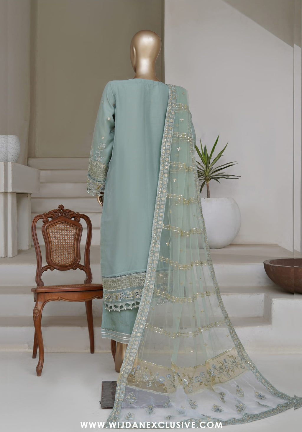 Sadabahar Mahpara Stitched Embroidered Organza Collection - 2025 Vol-17 GREEN