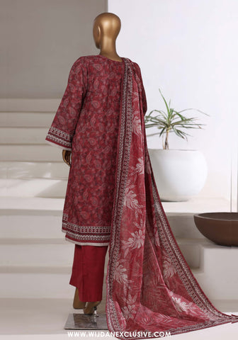 Sadabahar Stitched Printed Khaddar Shimmer Collection - 2025 (RED)
