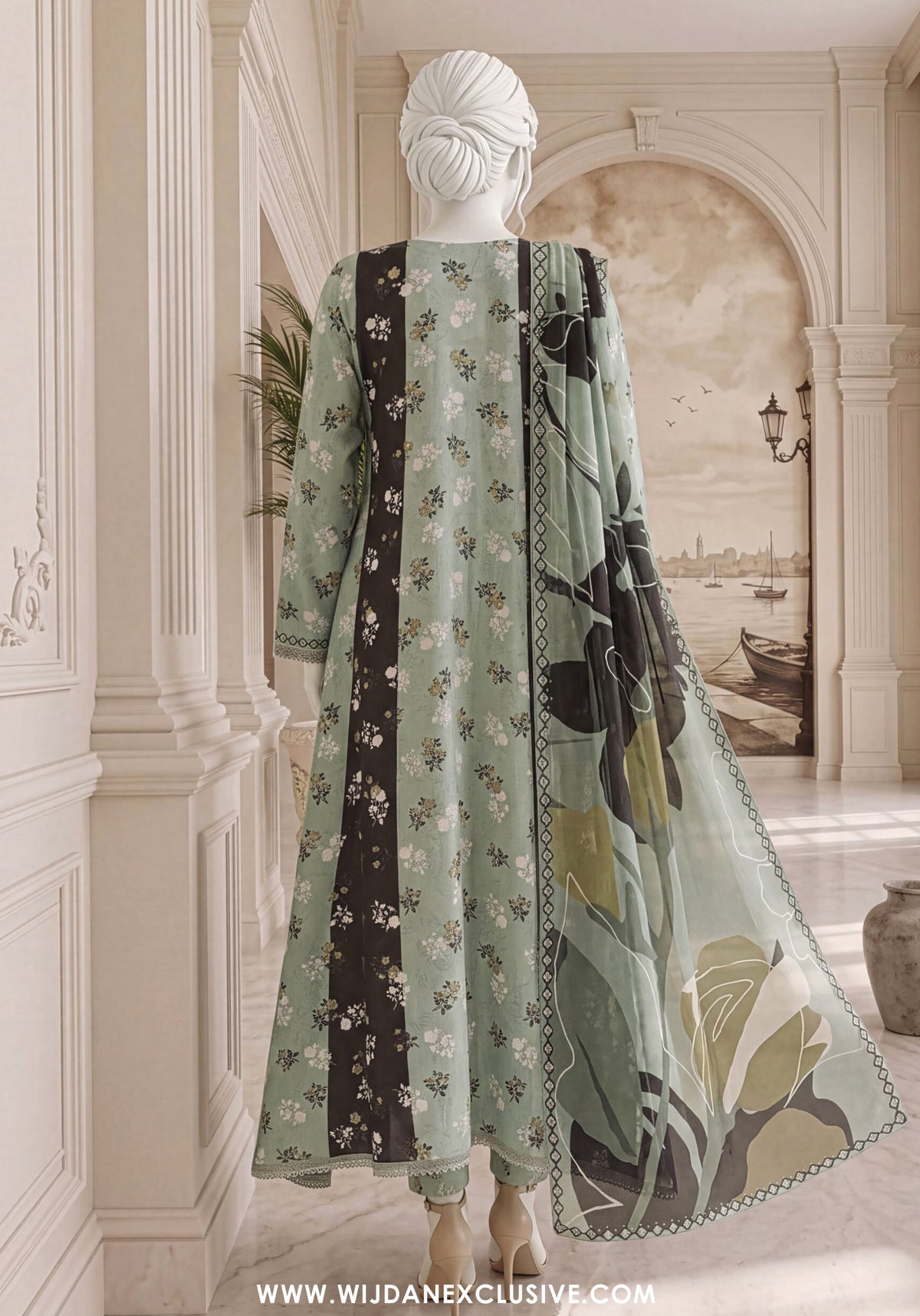 A Flowy Cut by HZ Textile | Stitched Printed & Emb Silk Collection'26 (D-02)