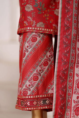 Malika by Sadabahar | Stitched Embroidered Khaddar Collection - 2025 (RED)