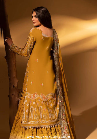 Aylin Unstitched Silk Hand Work Collection (MUSTARD CHARM)