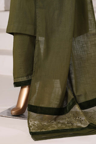 Sadabahar Stitched Cross Texture with Velvet Winter Collection - 2025 (OLIVE)