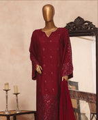 HZ Majestic Stitched 3pc Embroidered Silk Collection - 2026 (D-02)