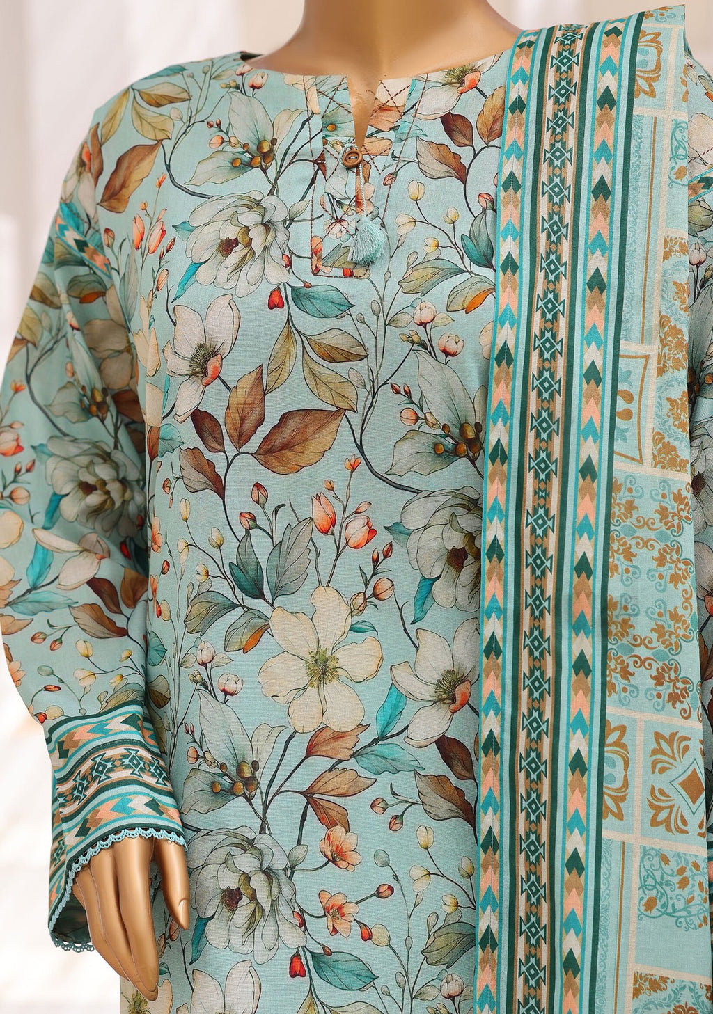 HZ Unstitched Platinum Floral Printed Lawn Collection - 2026 (D-02)