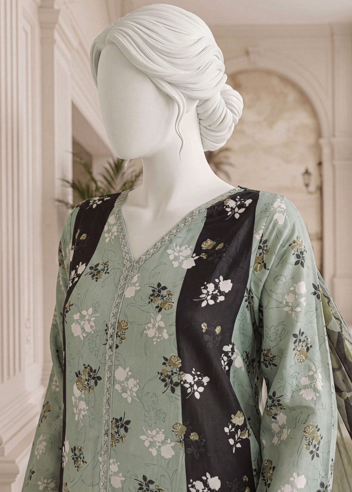 A Flowy Cut by HZ Textile | Stitched Printed & Emb Silk Collection'26 (D-02)