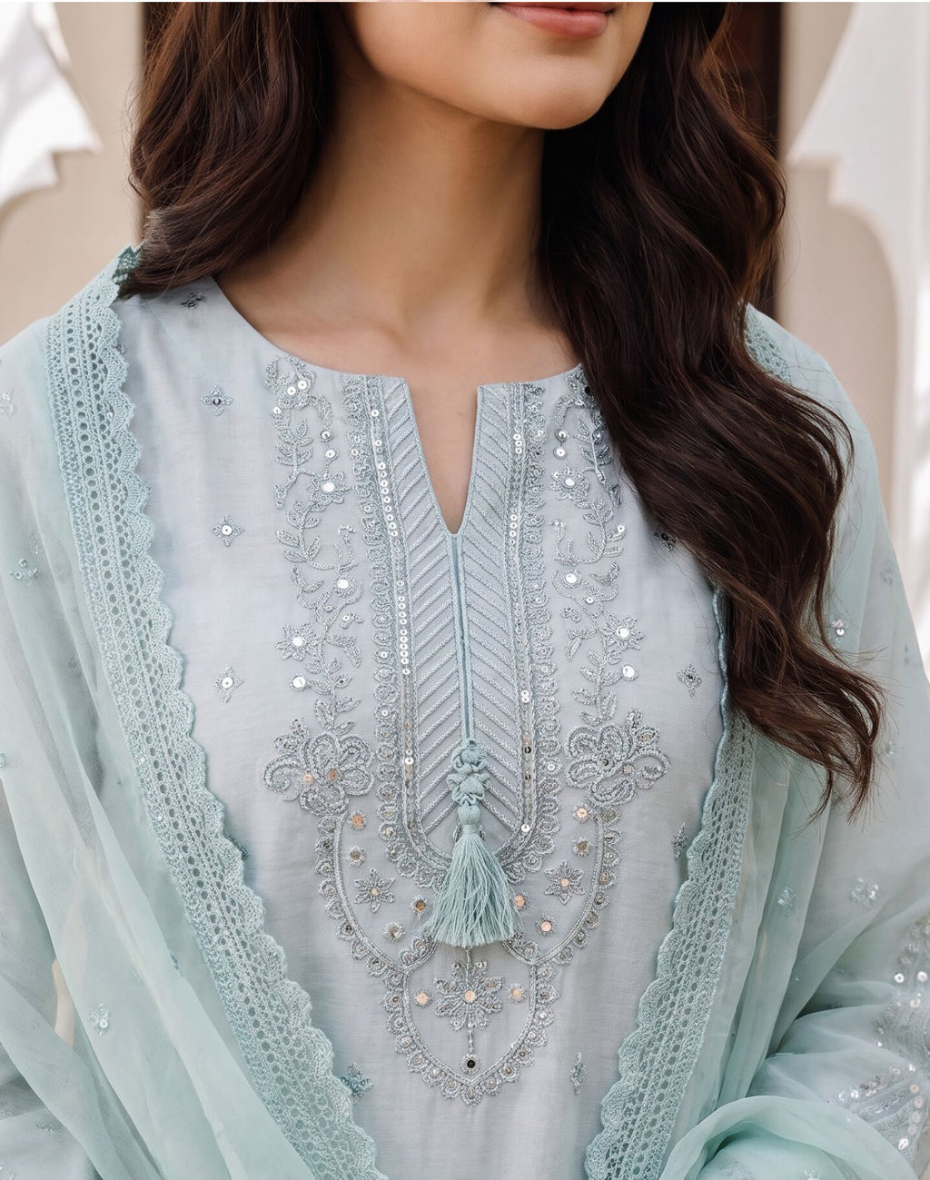 Chand Tara by Wijdan | Unstitched Exclusive Emb Cutdana Jacquard Collection'26 (D-02)