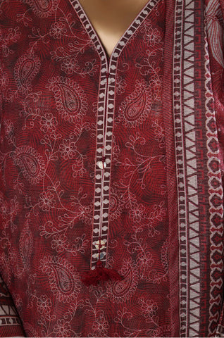 Sadabahar Stitched Printed Khaddar Shimmer Collection - 2025 (RED)