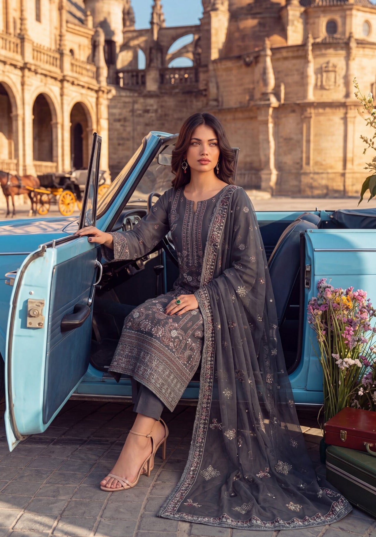 Dhamak by Wijdan | Unstitched Exclusive Formal Bana Dora Embroidered Collection - 2026 (D-02)