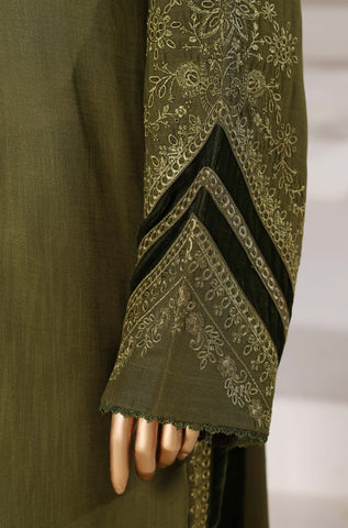 Sadabahar Stitched Cross Texture with Velvet Winter Collection - 2025 (OLIVE)