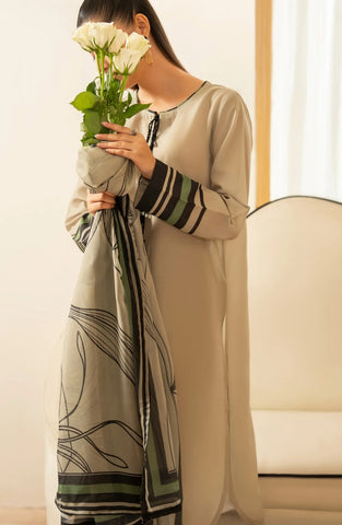 Casual Lite Gul e Jana Stitched Premium Printed Silk Viscose Drop-II (OLIVE DUSK)