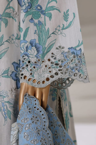 Sadabahar Stitched Laser Fusion Chikankari Khaddar Collection - 2025 (OFF-WHITE)