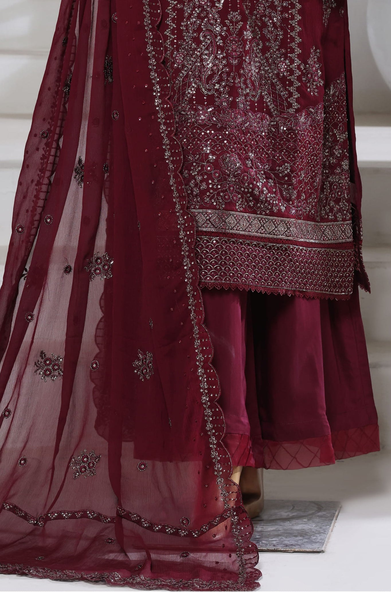 Afsanay by Sadabahar | Stitched Luxury Chiffon Vol-15 Collection - 2025 (MAROON)