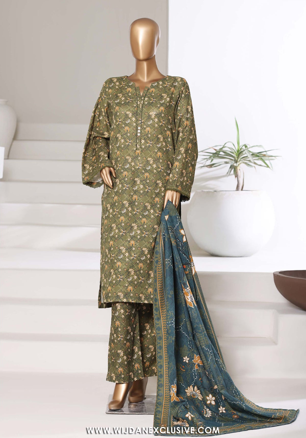 Sadabahar Stitched Printed Khaddar Vol-03 Collection - 2025 (MEHENDI)
