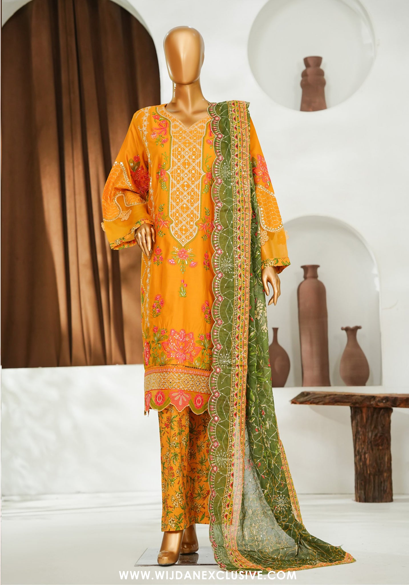Bin Saeed Stitched Luxury Embroidered 3pc Vol-II Collection - 2026 (D-02)