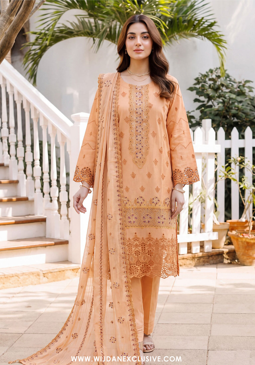 Kavya Gold by Wijdan | Unstitched Cotton Embroidered Collection - 2026 (D-02)