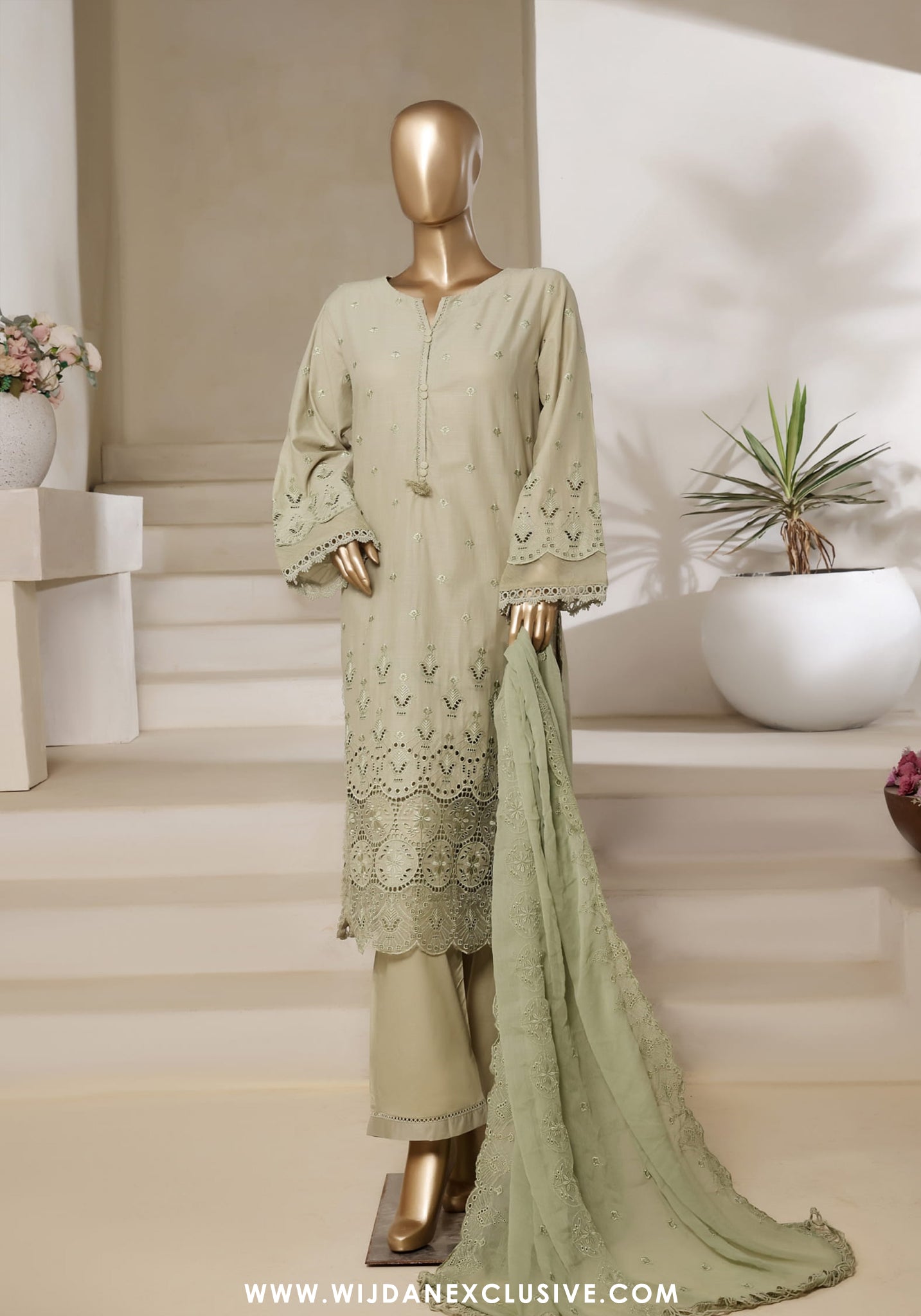 Sadabahar Stitched Luxury Embroidered Chikankari Collection - 2025 (Pista)